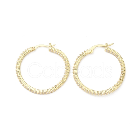 Circle Ring Rack Plating Brass Cubic Zirconia Hoop Earrings for Women EJEW-K245-18G-1