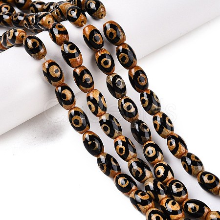 Natural Tibetan Agate 3-Eye Beads Strands G-T138-195C-1