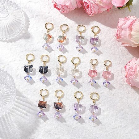 7 Pairs Lampwork Hoop Earrings EJEW-JE06546-1