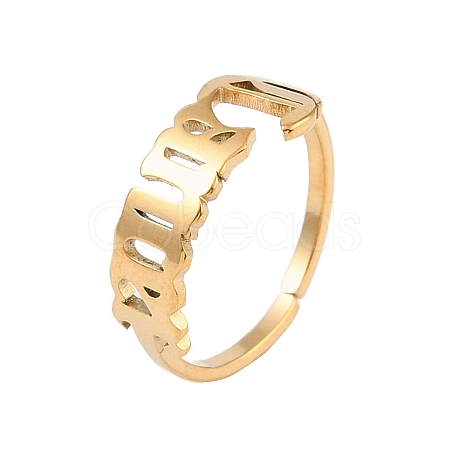 Ion Plating(IP) 304 Stainless Steel Constellation Open Cuff Ring for Women RJEW-C097-01G-08-1