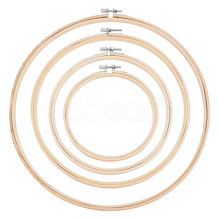 4Pcs 4 Styles Bamboo Cross Stitch Embroidery Hoops DIY-HY0001-76-1