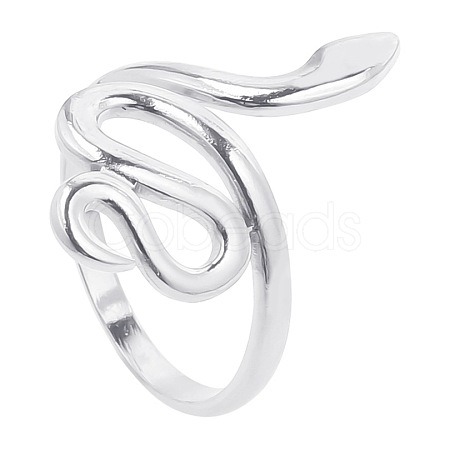 Non-Tarnish 201 Stainless Steel Snake Wrap Open Cuff Ring for Women FIND-PW0004-63P-1