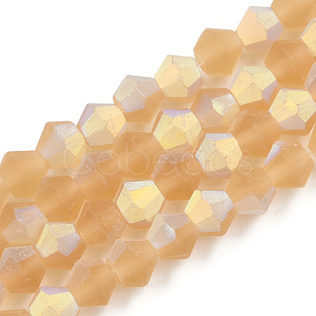 Imitate Austrian Crystal Bicone Frosted Glass Beads Strands GLAA-F029-TM4mm-A18-1