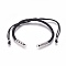 Nylon Cord Braided Bead Bracelets Making, with Brass Beads, Long-Lasting Plated, Real Platinum Plated, Black, 10-1/4 inch~11-5/8 inch(26~29.6cm)