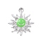 Alloy Enamel Pendants, with Crystal Rhinestone, Smiling Sun Charms, Platinum, Lime Green, 22.5x19.5x2.5mm, Hole: 2mm