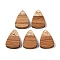 Resin & Wood Pendants, with Gold Foil, Triangle Charm, Clear, 23x15x3mm, Hole: 2mm