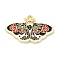 Alloy Enamel Pendants, Golden, Butterfly with Flower Charm, Red, 18.5x30x1.5mm, Hole: 1.6mm