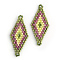 MIYUKI & TOHO Japanese Seed Beads, Handmade Links, Rhombus Loom Pattern, Orchid, 42.5~44x19~20x1.5~2mm, Hole: 1~2mm