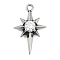 316 Surgical Stainless Steel Micro Pave Cubic Zirconia Pendants, Antique Silver, Star Charm, Clear, 28.5x18x6mm, Hole: 2mm