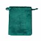 Velvet Jewelry Drawstring Bags, with Satin Ribbon, Rectangle, Teal, 10x8x0.3cm