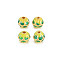 Rack Plating Alloy Enamel Beads, Long-Lasting Plated, Matte Style, Cadmium Free & Nickel Free & Lead Free, Round with Flower, Green, 7.5x7mm, Hole: 1.6mm