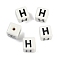 Porcelain Beads, Square with Letter, Letter H, 8.5x8.5x8.5mm, Hole: 1.6mm