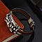 Leaehet Cords Multi-strand Bracelets, Alloy Dragon Punk Bracelet, Sienna, 8-5/8 inch(22cm)