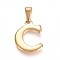 304 Stainless Steel Pendants, Golden, Initial Letter.C, 19.5x14x1.8mm, Hole: 3x7mm