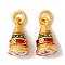 Rack Plating Alloy Enamel Charms, with Jump Ring, Cadmium Free & Lead Free, Cone, Matte Gold Color, Colorful, 14x8mm, Hole: 3.5mm