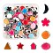 70Pcs 7 Style UV Plating Acrylic European Beads, with Enamel, Large Hole Beads, Flower & Flat Round & Oval & Allow & Star & Moon & Triangle, Mixed Color, 10.5~15x7.5~11.5x7.5~10mm, Hole: 4~5mm, 10pcs/style