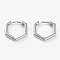 Brass Huggie Hoop Earrings, Long-Lasting Plated, Polygon, Platinum, 14x13.5x2mm, Pin: 1mm