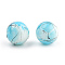 Drawbench & Baking Painted Glass Beads Strands, Round, Light Sky Blue, 16mm, Hole: 1.5mm,  about 50pcs/strand, 31.4 inch