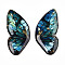 Epoxy Resin Butterfly Wings Cabochons, with Gold Foil & Glitter Powder, Cadet Blue, 32.5x15x2mm