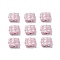 Opaque Acrylic Beads, Metal Enlaced, Square with Flower Pattern, Flamingo, 9.5~10x10.5~11x3.5mm, Hole: 1.6mm, about 1990pcs/500g