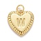 Rack Plating Real 18K Gold Plated Brass Pendants, with Jump Rings, Long-Lasting Plated, Lead Free & Cadmium Free & Nickel Free, Heart with Letter A~Z, Letter.W, 16x15x2.5mm, Jump Ring: 5x0.5mm, 3mm Inner Diameter