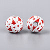 Christmas Spray Painted Schima Wood Beads WOOD-T032-35H-2