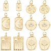 12Pcs 6 Styles Rack Plating Brass Pendants KK-SC0007-64-1