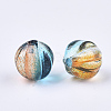 Two Tone Transparent Spray Painted Acrylic Corrugated Beads X-ACRP-T005-52B-2