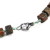 Natural Unakite Hexagon Prism Graduated Beaded Necklaces for Women Men NJEW-K388-03W-3