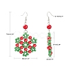 Flower Glass Pearl Beads Dangle Earrings for Christmas EJEW-JE01615-01-4
