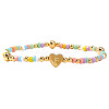 Summer Stainless Steel Heart Alphabet Colorful Glass Seed Beaded Stretch Bracelets for Women JV8929-32-1