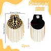 2Pcs Felt & CCB Plastic & Alloy & Iron Curb Chain Tassel Rivet Epaulettes AJEW-GA0010-65G-2