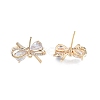 Brass Micro Pave Clear Cubic Zirconia Stud Earring Findings KK-T062-246G-2