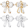 12Pcs 2 Colors Brass with Clear Cubic Zirconia Charms ZIRC-BBC0002-64-1