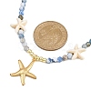 Synthetic Turquoise & Dyed Natural Agate Faceted Round Beaded Starfish 304 Stainless Steel Pendant Necklaces for Women NJEW-JN05458-02-3