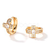 Elegant Cross Brass Pave Clear Cubic Zirconia Hoop Earrings HU5672-2-2