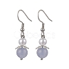 Natural Aquamarine Round Dangle Earrings EJEW-JE06413-01-2