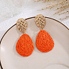 Bohemian Style Raffia & Iron Dangle Stud Earrings FS-WGF5ABF-02-1