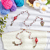 Alloy Christmas Reindeer Pendant Knitting Row Counter Chains HJEW-AB00089-02-4