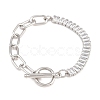 304 Stainless Steel Pave Clear Cubic Zirconia Link Bracelets BJEW-D460-10P-4
