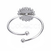 Non-Tarnish 304 Stainless Steel Open Cuff Finger Ring Cabochon Settings STAS-T060-13P-2