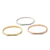 Shell Oval and Cubic Zirconia Hinged Bangle BJEW-G644-01-1