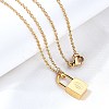304 Stainless Steel Rolo Chain Pendant Necklaces NJEW-S444-01G-15-1