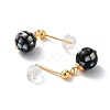 Black Lip Shell Ball Stud Earrings for Women EJEW-E303-41G-2