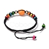 Synthetic Turquoise Skull & Wood Disc Braided Bead Bracelet for Halloween BJEW-TA00260-5
