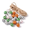 50Pcs 5 Styles Printed Natural Wood European Beads WOOD-YW0001-06-3