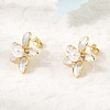 Brass Micro Pave Cubic Zirconia Enamel Stud Earrings CU-CBABA66-12C-G-2