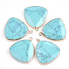 Electroplate Synthetic Turquoise Pendants G-S344-14D-1