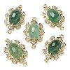 Natural Green Strawberry Quartz Faceted Oval Connector Charms G-G181-06G-02-1