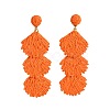 Bohemian Style Raffia Shell Shape Dangle Stud Earrings FS-WG568BC-11-1